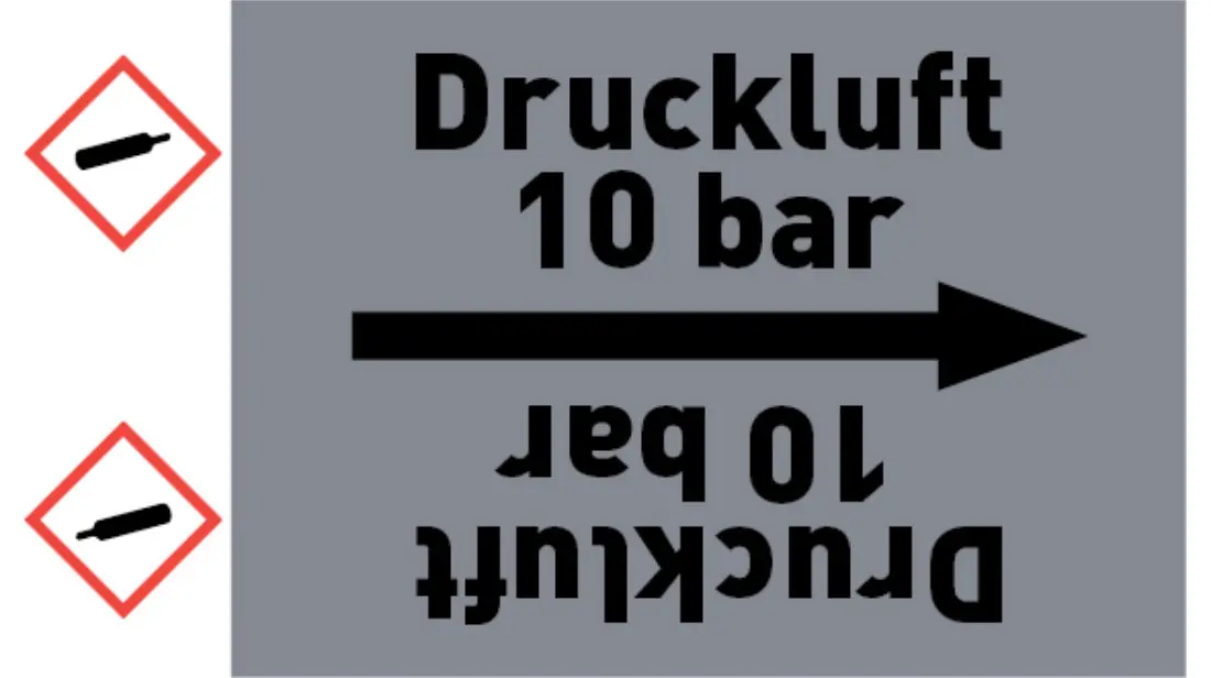 Kennzeichnungsband Druckluft 10 bar grau/schwarz bis Ø 50 mm 33 m/Rolle Kennzeichnungsband Druckluft 10 bar grau/schwarz bis Ø 50 mm 33 m/Rolle