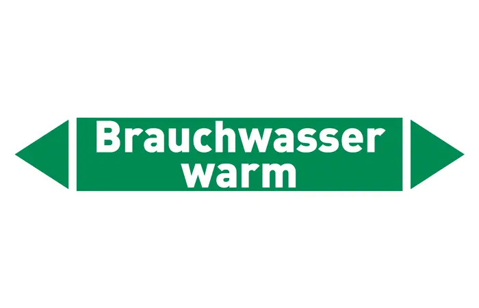 Pfeil Brauchwasser warm grün/weiß 215x40 mm Pfeil Brauchwasser warm grün/weiß 215x40 mm