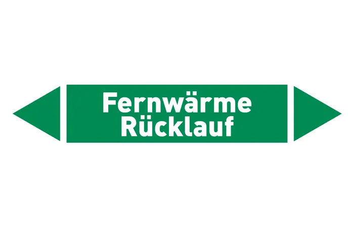 Pfeil Fernwärme Rücklauf grün/weiß 125x25 mm Pfeil Fernwärme Rücklauf grün/weiß 125x25 mm