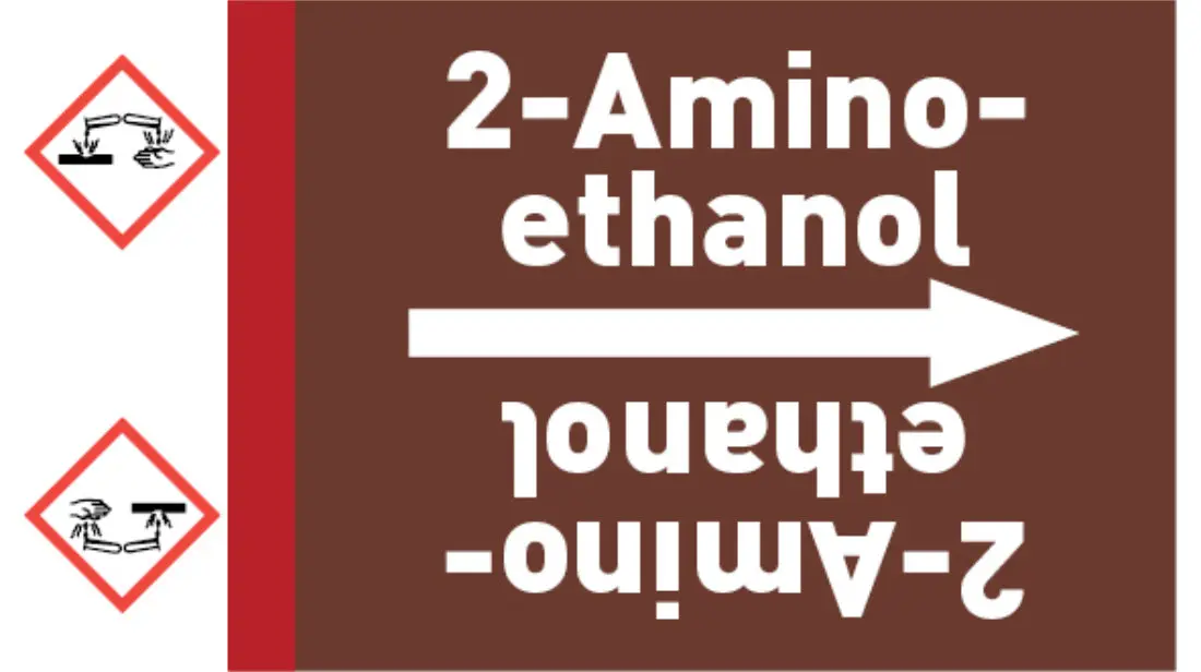 Kennzeichnungsband 2-Aminoethanol braun/weiß bis Ø 50 mm 33 m/Rolle Kennzeichnungsband 2-Aminoethanol braun/weiß bis Ø 50 mm 33 m/Rolle
