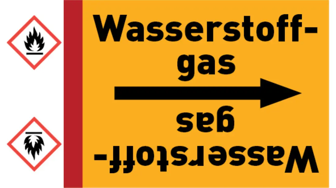 Kennzeichnungsband Wasserstoffgas gelb/schwarz bis Ø 50 mm 33 m/Rolle Kennzeichnungsband Wasserstoffgas gelb/schwarz bis Ø 50 mm 33 m/Rolle