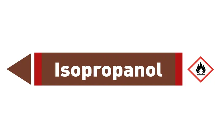 Pfeil links Isopropanol braun/weiß 215x40 mm Pfeil links Isopropanol braun/weiß 215x40 mm