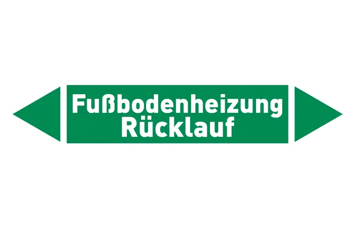 Pfeil Fußbodenheizung Rücklauf grün/weiß 125x25 mm Pfeil Fußbodenheizung Rücklauf grün/weiß 125x25 mm