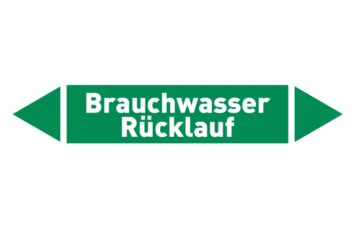 Pfeil Brauchwasser Rücklauf grün/weiß 125x25 mm Pfeil Brauchwasser Rücklauf grün/weiß 125x25 mm