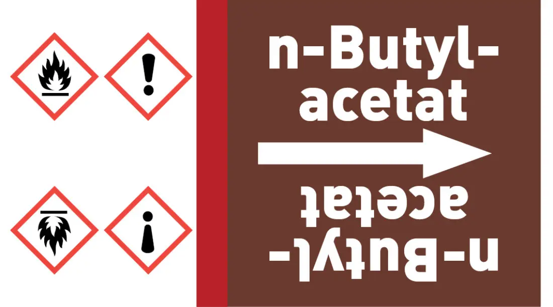 Kennzeichnungsband n-Butylacetat braun/weiß ab Ø 50 mm 33 m/Rolle Kennzeichnungsband n-Butylacetat braun/weiß ab Ø 50 mm 33 m/Rolle