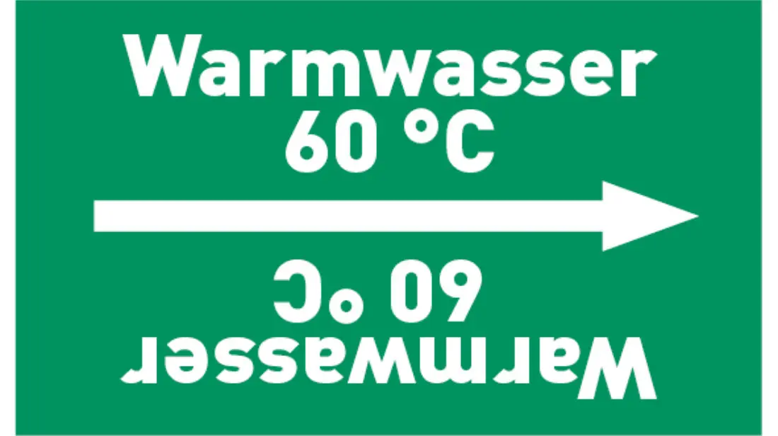 Kennzeichnungsband Warmwasser 60 °C grün/weiß bis Ø 50 mm 33 m/Rolle Kennzeichnungsband Warmwasser 60 °C grün/weiß bis Ø 50 mm 33 m/Rolle