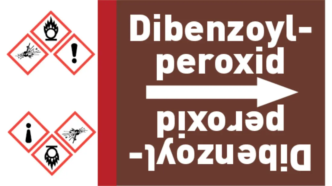 Kennzeichnungsband Dibenzoylperoxid braun/weiß bis Ø 50 mm 33 m/Rolle Kennzeichnungsband Dibenzoylperoxid braun/weiß bis Ø 50 mm 33 m/Rolle