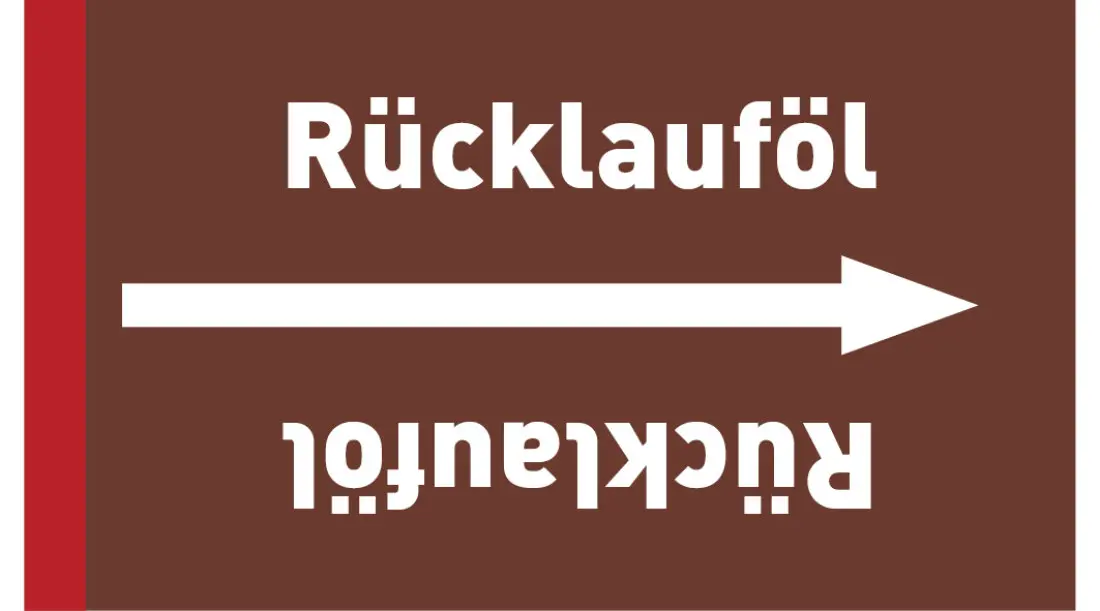 Kennzeichnungsband Rücklauföl braun/weiß ab Ø 50 mm 33 m/Rolle Kennzeichnungsband Rücklauföl braun/weiß ab Ø 50 mm 33 m/Rolle