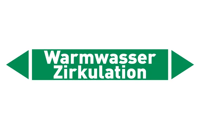 Pfeil Warmwasser Zirkulation grün/weiß 215x40 mm Pfeil Warmwasser Zirkulation grün/weiß 215x40 mm