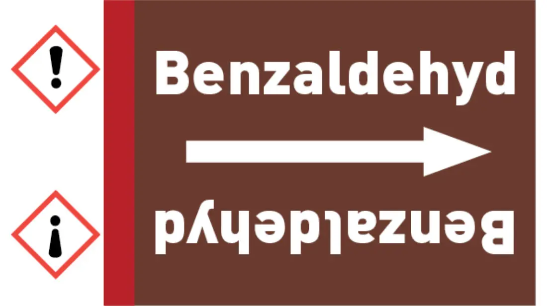 Kennzeichnungsband Benzaldehyd braun/weiß bis Ø 50 mm 33 m/Rolle Kennzeichnungsband Benzaldehyd braun/weiß bis Ø 50 mm 33 m/Rolle