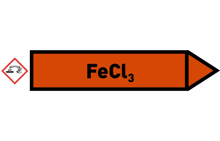 Pfeil rechts Fe Cl3 orange/schwarz 215x40 mm Pfeil rechts Fe Cl3 orange/schwarz 215x40 mm