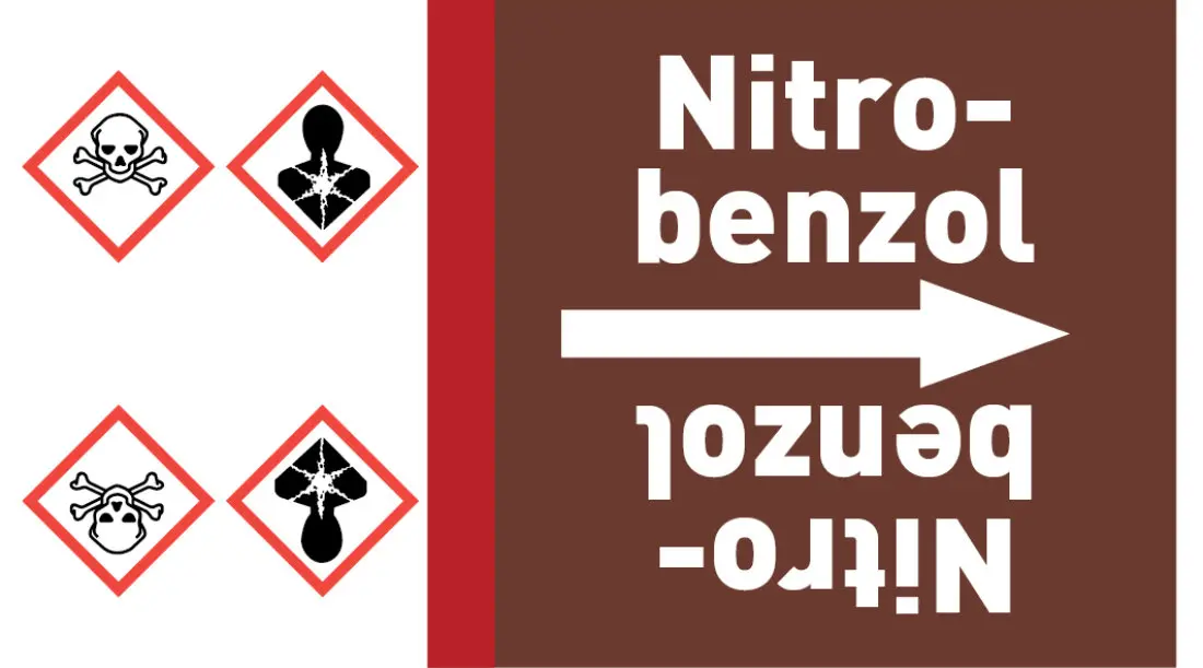 Kennzeichnungsband Nitrobenzol braun/weiß ab Ø 50 mm 33 m/Rolle Kennzeichnungsband Nitrobenzol braun/weiß ab Ø 50 mm 33 m/Rolle
