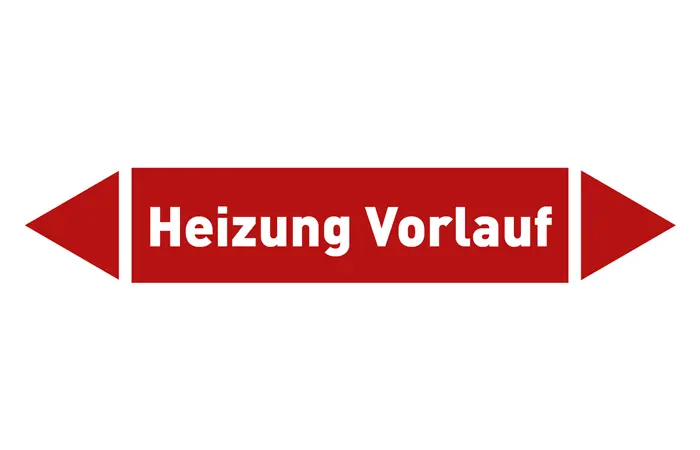 Pfeil Heizung Vorlauf rot/weiß 125x25 mm Pfeil Heizung Vorlauf rot/weiß 125x25 mm