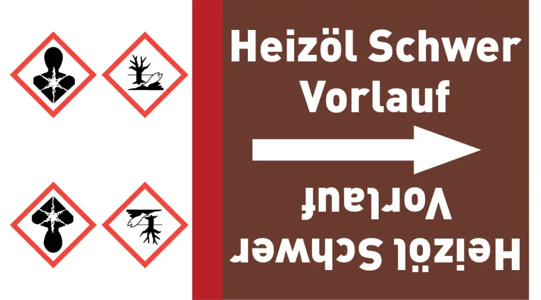Kennzeichnungsband Heizöl Schwer Vorlauf braun/weiß ab Ø 50 mm 33 m/Rolle Kennzeichnungsband Heizöl Schwer Vorlauf braun/weiß ab Ø 50 mm 33 m/Rolle
