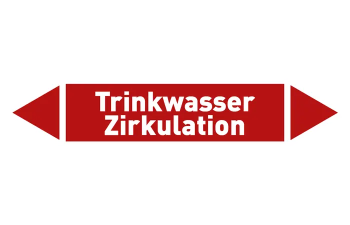 Pfeil Trinkwasser Zirkulation rot/weiß 125x25 mm Pfeil Trinkwasser Zirkulation rot/weiß 125x25 mm