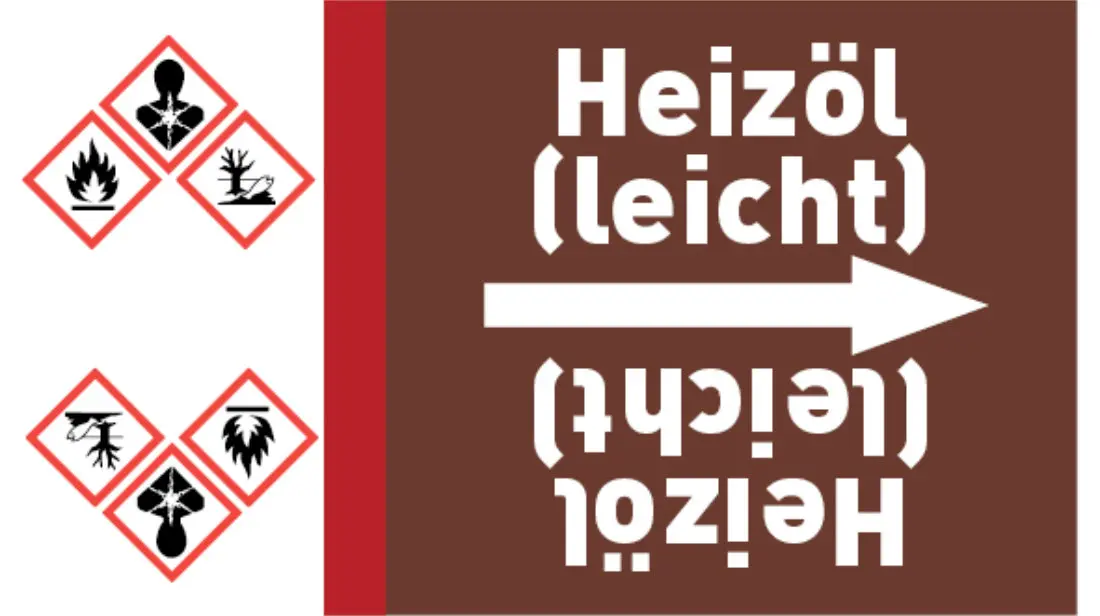 Kennzeichnungsband Heizöl (leicht) braun/weiß bis Ø 50 mm 33 m/Rolle Kennzeichnungsband Heizöl (leicht) braun/weiß bis Ø 50 mm 33 m/Rolle