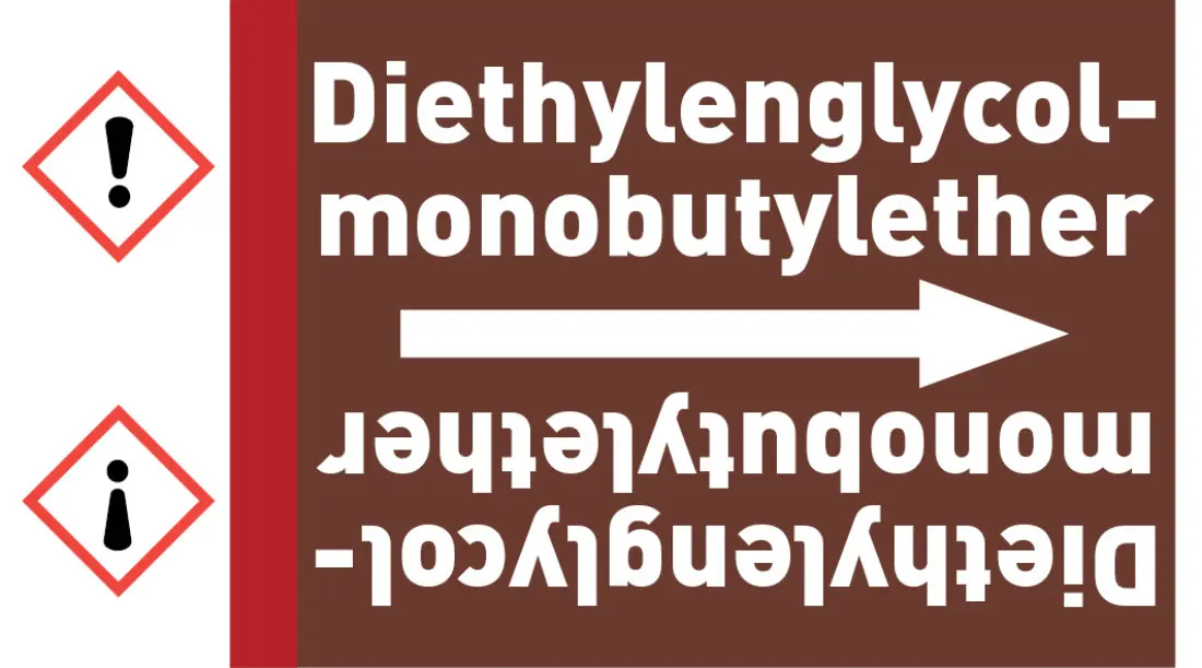 Kennzeichnungsband Diethylenglycol-monobutylether braun/weiß ab Ø 50 mm 33 m/Rolle Kennzeichnungsband Diethylenglycol-monobutylether braun/weiß ab Ø 50 mm 33 m/Rolle