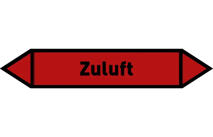 Pfeil Zuluft rot/schwarz 215x40 mm Pfeil Zuluft rot/schwarz 215x40 mm