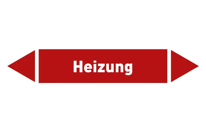 Pfeil Heizung rot/weiß 125x25 mm Pfeil Heizung rot/weiß 125x25 mm