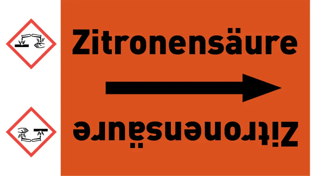 Kennzeichnungsband Zitronensäure orange/schwarz ab Ø 50 mm 33 m/Rolle Kennzeichnungsband Zitronensäure orange/schwarz ab Ø 50 mm 33 m/Rolle