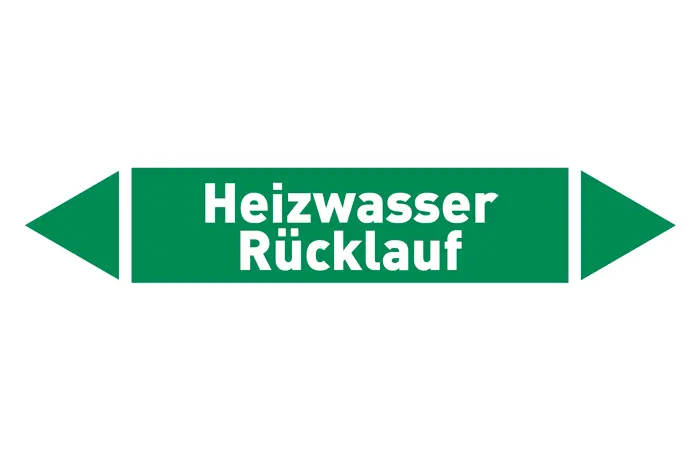 Pfeil Heizwasser Rücklauf grün/weiß 125x25 mm Pfeil Heizwasser Rücklauf grün/weiß 125x25 mm
