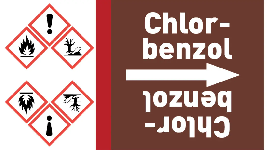 Kennzeichnungsband Chlorbenzol braun/weiß ab Ø 50 mm 33 m/Rolle Kennzeichnungsband Chlorbenzol braun/weiß ab Ø 50 mm 33 m/Rolle