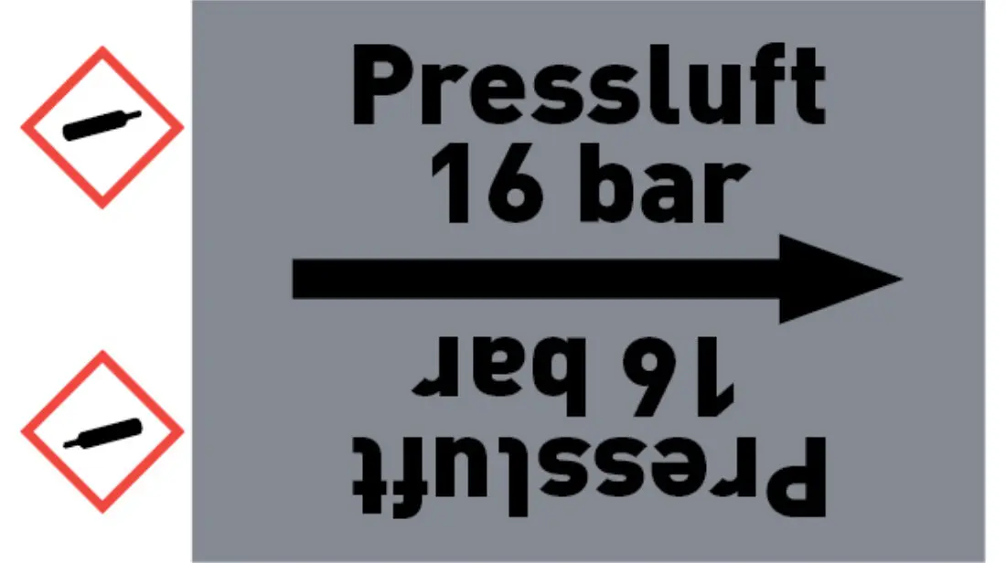 Kennzeichnungsband Pressluft 16 bar grau/schwarz bis Ø 50 mm 33 m/Rolle Kennzeichnungsband Pressluft 16 bar grau/schwarz bis Ø 50 mm 33 m/Rolle