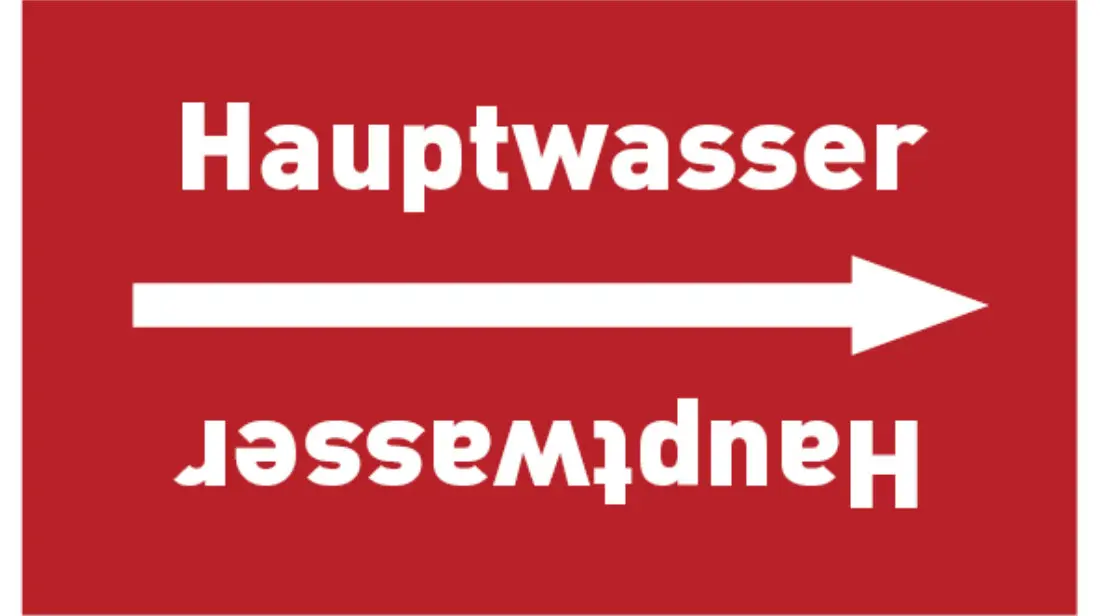Kennzeichnungsband Hauptwasser rot/weiß bis Ø 50 mm 33 m/Rolle Kennzeichnungsband Hauptwasser rot/weiß bis Ø 50 mm 33 m/Rolle