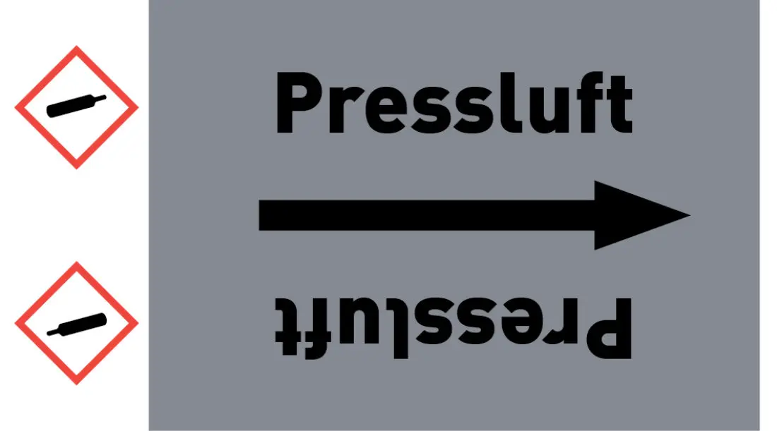 Kennzeichnungsband Pressluft grau/schwarz ab Ø 50 mm 33 m/Rolle Kennzeichnungsband Pressluft grau/schwarz ab Ø 50 mm 33 m/Rolle