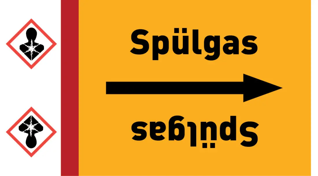 Kennzeichnungsband Spülgas gelb/schwarz ab Ø 50 mm 33 m/Rolle Kennzeichnungsband Spülgas gelb/schwarz ab Ø 50 mm 33 m/Rolle