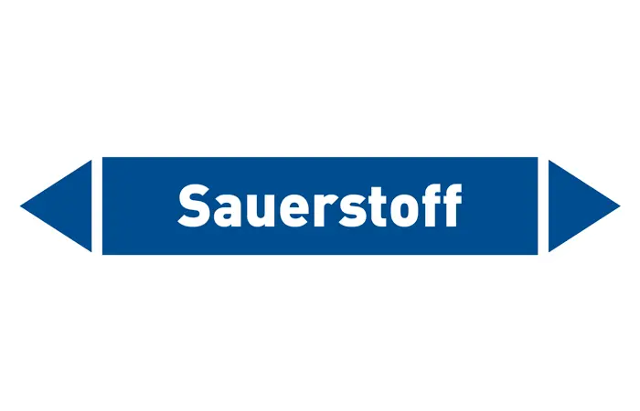 Pfeil Sauerstoff blau/weiß 215x40 mm Pfeil Sauerstoff blau/weiß 215x40 mm