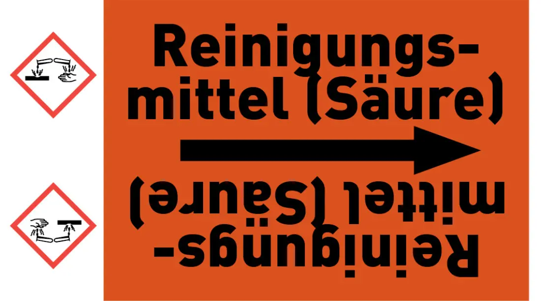 Kennzeichnungsband Reinigungsmittel (Säure) orange/schwarz ab Ø 50 mm 33 m/Rolle Kennzeichnungsband Reinigungsmittel (Säure) orange/schwarz ab Ø 50 mm 33 m/Rolle
