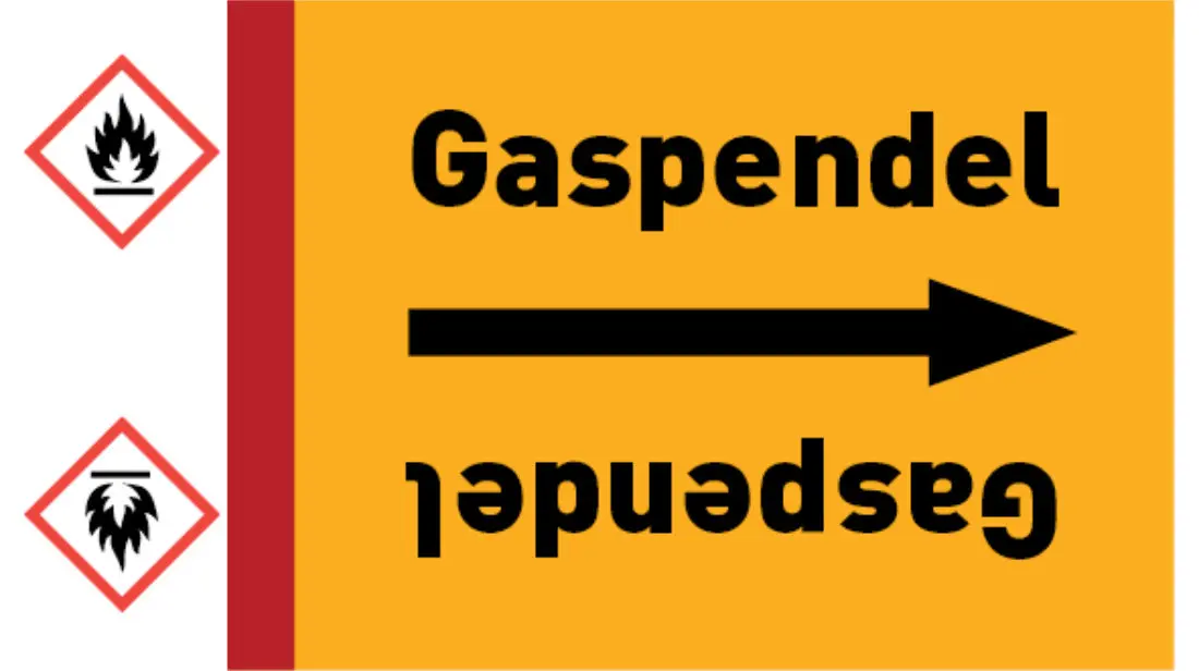 Kennzeichnungsband Gaspendel gelb/schwarz bis Ø 50 mm 33 m/Rolle Kennzeichnungsband Gaspendel gelb/schwarz bis Ø 50 mm 33 m/Rolle