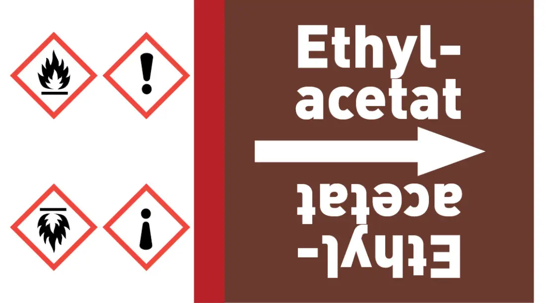 Kennzeichnungsband Ethylacetat braun/weiß ab Ø 50 mm 33 m/Rolle Kennzeichnungsband Ethylacetat braun/weiß ab Ø 50 mm 33 m/Rolle