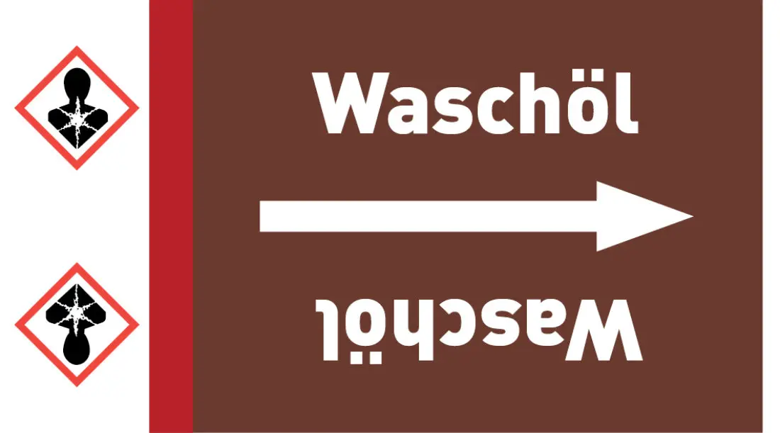 Kennzeichnungsband Waschöl braun/weiß ab Ø 50 mm 33 m/Rolle Kennzeichnungsband Waschöl braun/weiß ab Ø 50 mm 33 m/Rolle