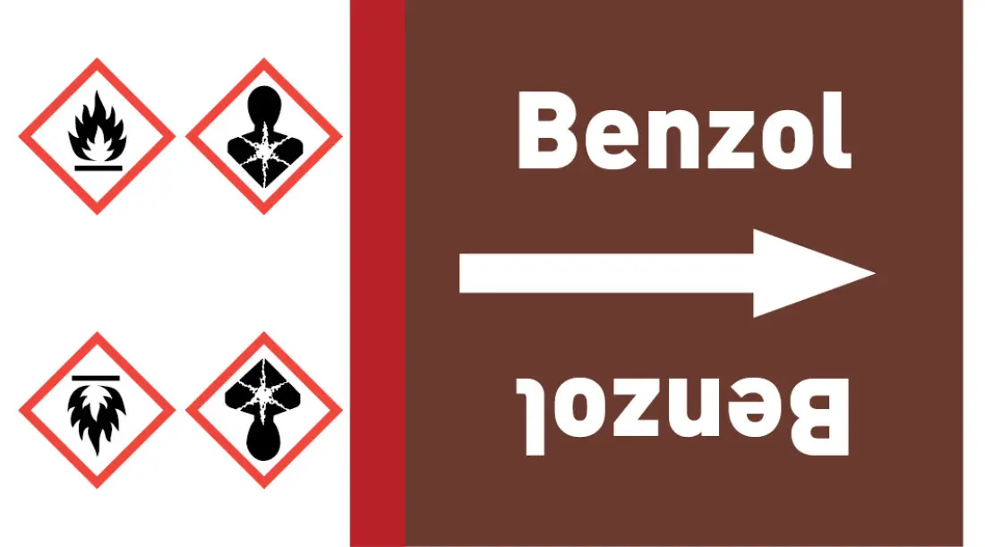 Kennzeichnungsband Benzol braun/weiß ab Ø 50 mm 33 m/Rolle Kennzeichnungsband Benzol braun/weiß ab Ø 50 mm 33 m/Rolle