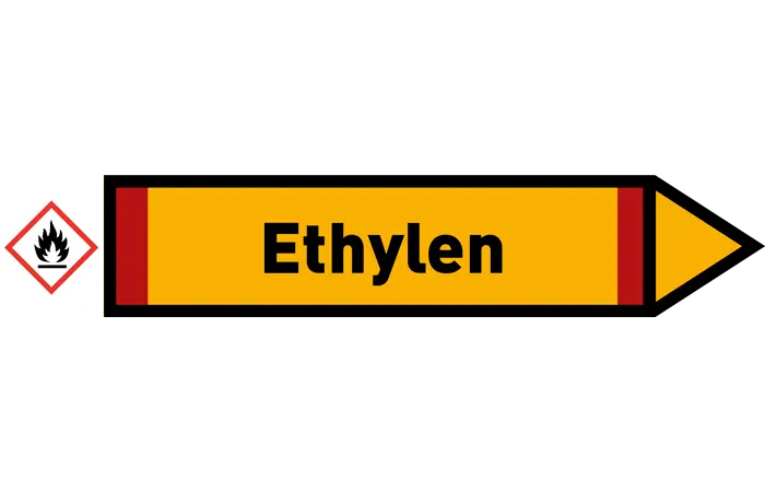 Pfeil rechts Ethylen gelb/schwarz 215x40 mm Pfeil rechts Ethylen gelb/schwarz 215x40 mm