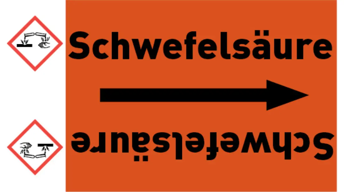Kennzeichnungsband Schwefelsäure orange/schwarz bis Ø 50 mm 33 m/Rolle Kennzeichnungsband Schwefelsäure orange/schwarz bis Ø 50 mm 33 m/Rolle