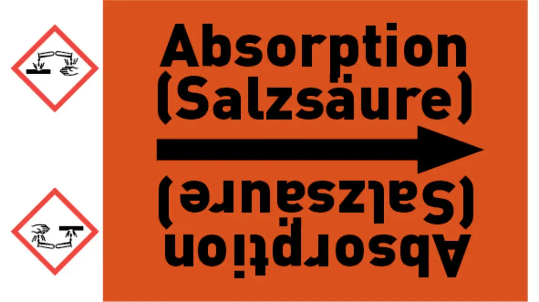 Kennzeichnungsband Absorption (Salzsäure) orange/schwarz bis Ø 50 mm 33 m/Rolle Kennzeichnungsband Absorption (Salzsäure) orange/schwarz bis Ø 50 mm 33 m/Rolle