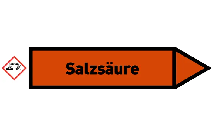 Pfeil rechts Salzsäure orange/schwarz 125x25 mm Pfeil rechts Salzsäure orange/schwarz 125x25 mm