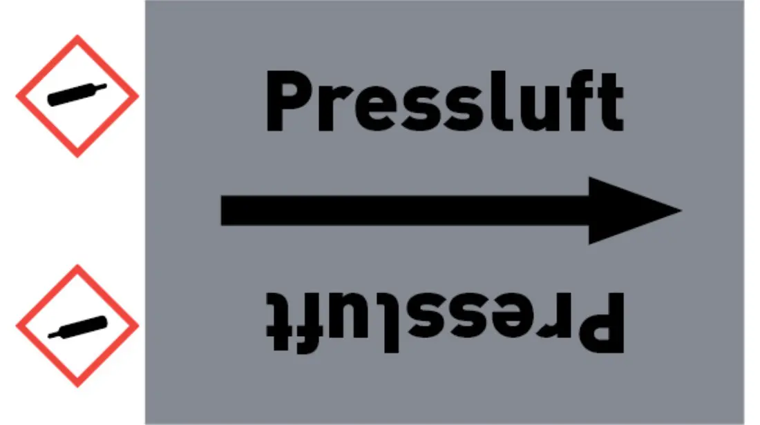 Kennzeichnungsband Pressluft grau/schwarz bis Ø 50 mm 33 m/Rolle Kennzeichnungsband Pressluft grau/schwarz bis Ø 50 mm 33 m/Rolle