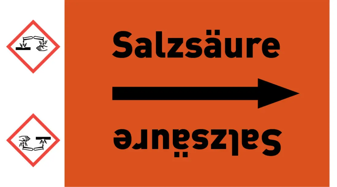 Kennzeichnungsband Salzsäure orange/schwarz ab Ø 50 mm 33 m/Rolle Kennzeichnungsband Salzsäure orange/schwarz ab Ø 50 mm 33 m/Rolle