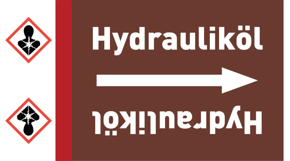 Kennzeichnungsband Hydrauliköl braun/weiß ab Ø 50 mm 33 m/Rolle Kennzeichnungsband Hydrauliköl braun/weiß ab Ø 50 mm 33 m/Rolle