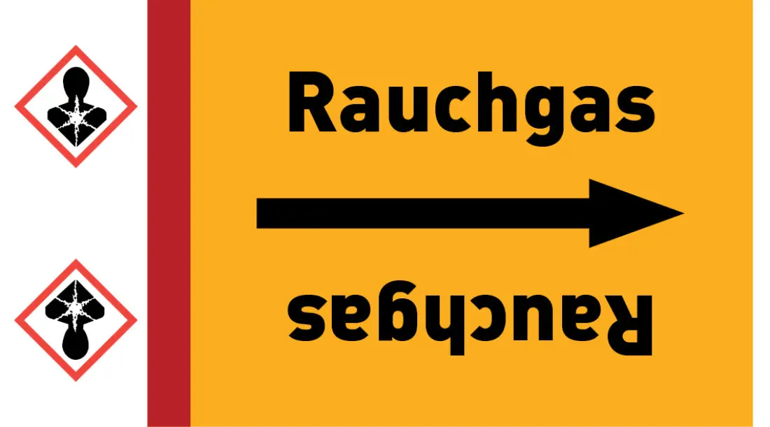 Kennzeichnungsband Rauchgas gelb/schwarz ab Ø 50 mm 33 m/Rolle Kennzeichnungsband Rauchgas gelb/schwarz ab Ø 50 mm 33 m/Rolle