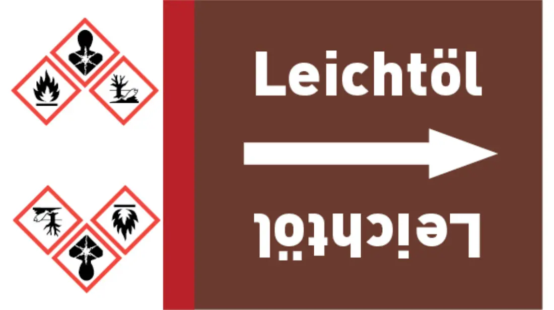 Kennzeichnungsband Leichtöl braun/weiß bis Ø 50 mm 33 m/Rolle Kennzeichnungsband Leichtöl braun/weiß bis Ø 50 mm 33 m/Rolle