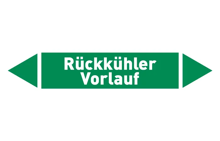 Pfeil Rückkühler Vorlauf grün/weiß 125x25 mm