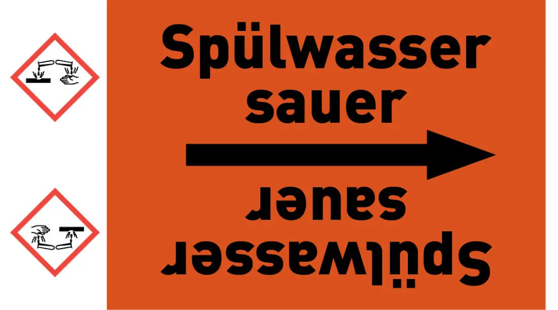Kennzeichnungsband Spülwasser sauer orange/schwarz ab Ø 50 mm 33 m/Rolle Kennzeichnungsband Spülwasser sauer orange/schwarz ab Ø 50 mm 33 m/Rolle