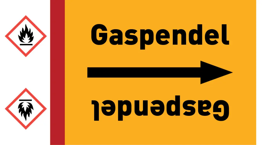 Kennzeichnungsband Gaspendel gelb/schwarz ab Ø 50 mm 33 m/Rolle Kennzeichnungsband Gaspendel gelb/schwarz ab Ø 50 mm 33 m/Rolle