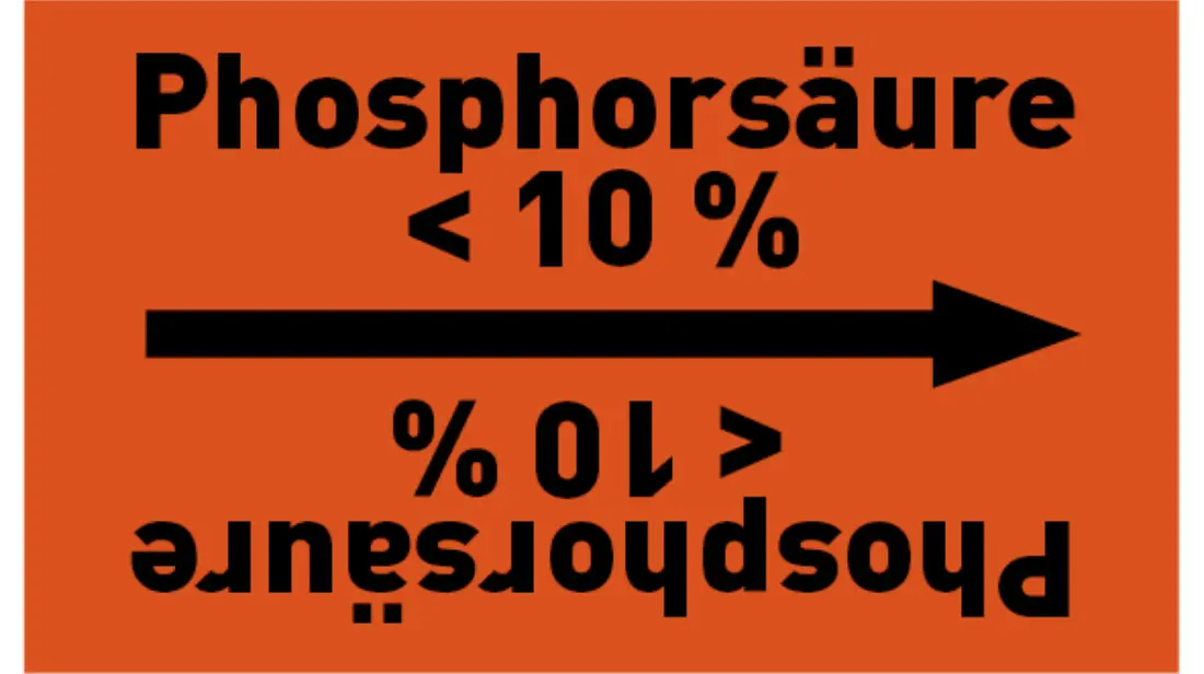 Kennzeichnungsband Phosphorsäure < 10 % orange/schwarz bis Ø 50 mm 33 m/Rolle Kennzeichnungsband Phosphorsäure < 10 % orange/schwarz bis Ø 50 mm 33 m/Rolle