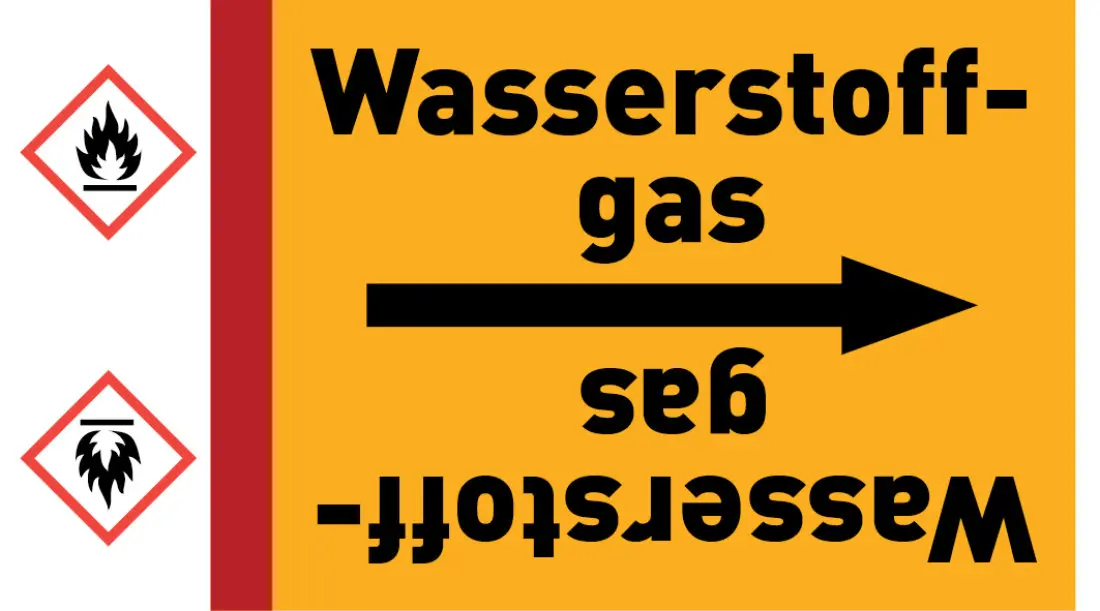 Kennzeichnungsband Wasserstoffgas gelb/schwarz ab Ø 50 mm 33 m/Rolle Kennzeichnungsband Wasserstoffgas gelb/schwarz ab Ø 50 mm 33 m/Rolle